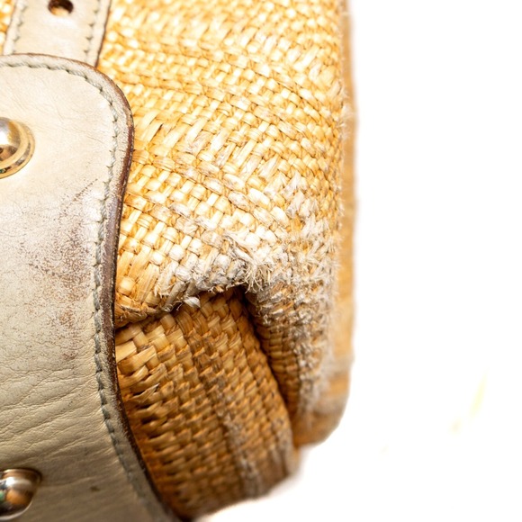 Auth Gucci Pelham Raffia Shoulder Hand Bag Womens Medium Beige Leather Strap - Picture 13 of 15